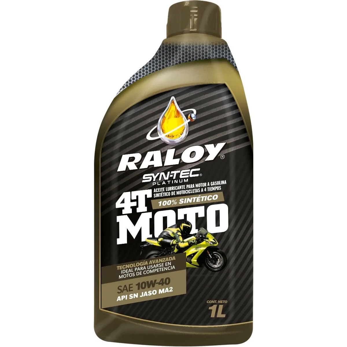 Aceite Raloy 100% Sintético SAE 10W-40 JASO MA2 para Moto 4T (1 L)